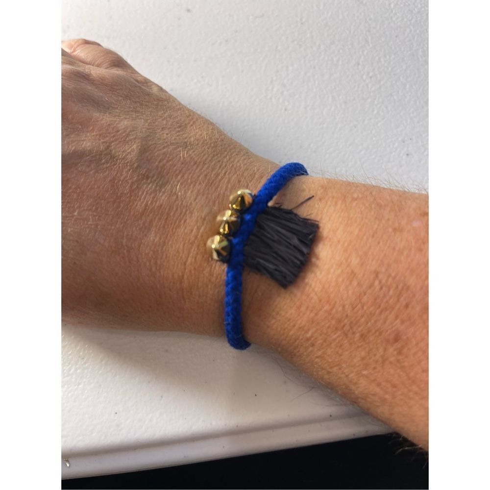 Vanities blue black gold rope bracelet